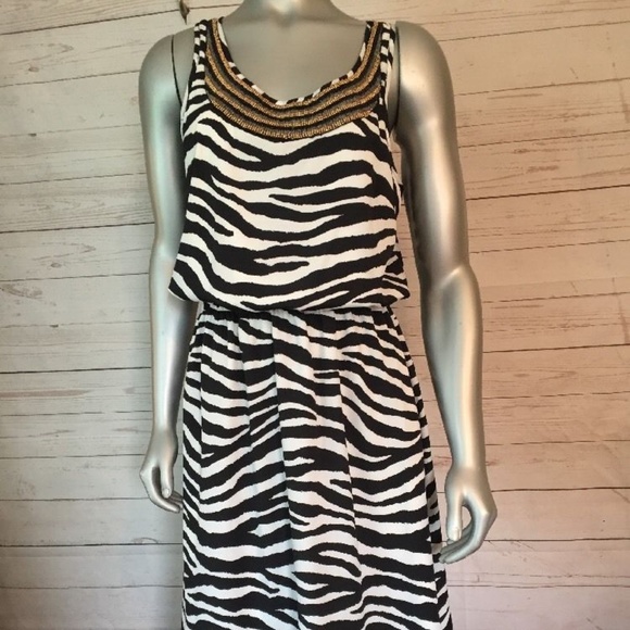 Michael Kors Dresses & Skirts - Michael Kors Size 6 Zebra Stripe High Low Dress
